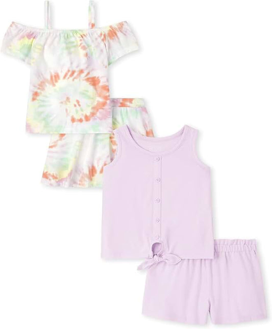Baby Girls Sleeveless Tank Top and Shorts Set Pack