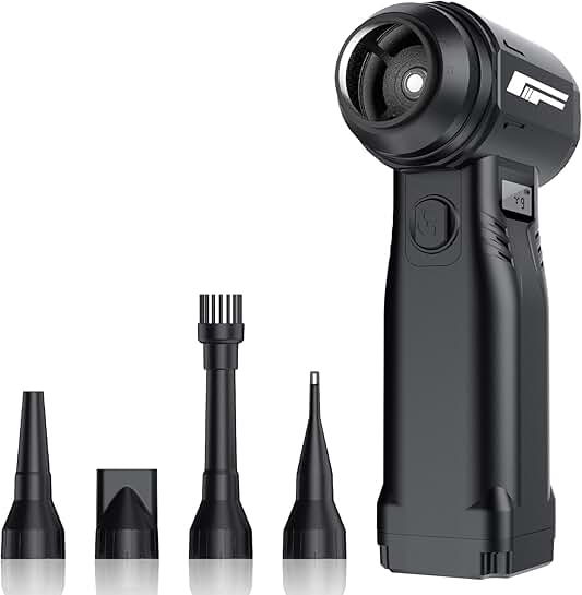 High-Speed Rechargeable Air Duster with Nozzles and LED Light
