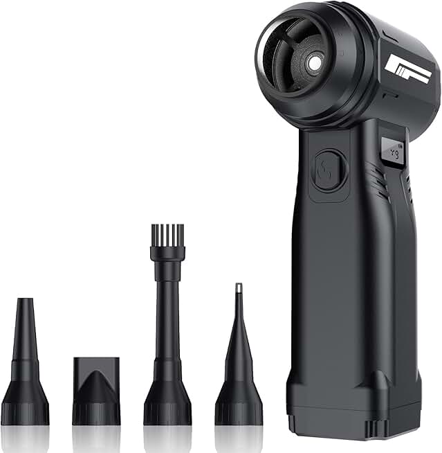 High-Speed Rechargeable Air Duster with Nozzles and LED Light