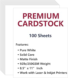 White 100-Sheet 8.5x11 Cardstock, 92lb Cover Paper