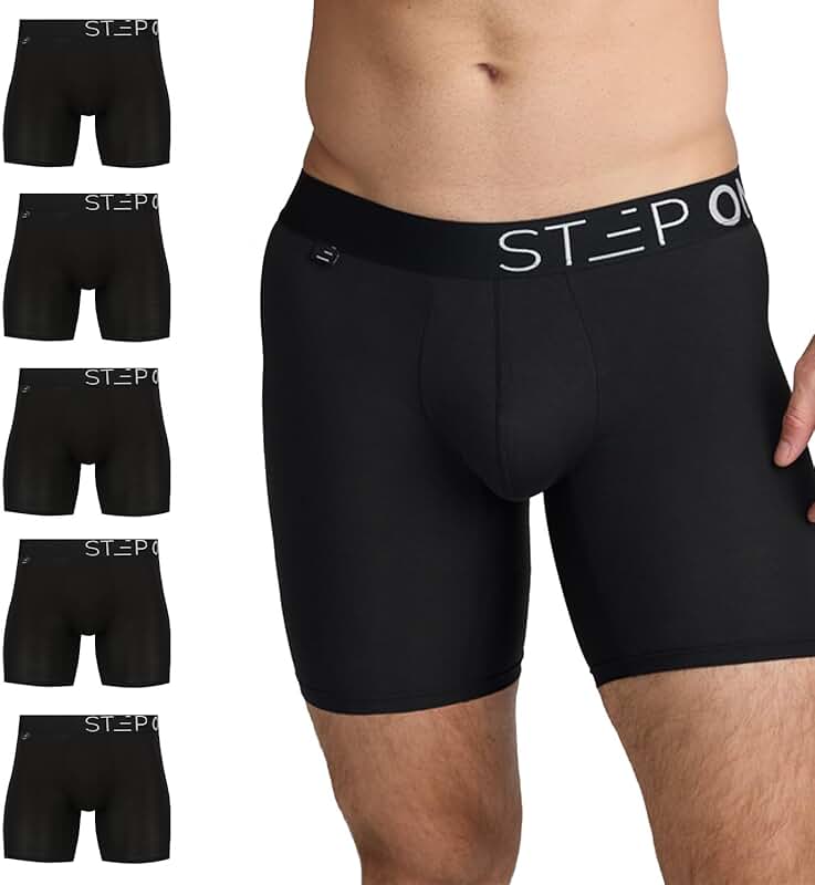 Men's Bamboo Boxer Briefs, 5 Pairs, Moisture-Wicking