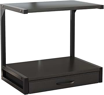 Two-Tier Desktop Printer Stand with Fabric Drawer