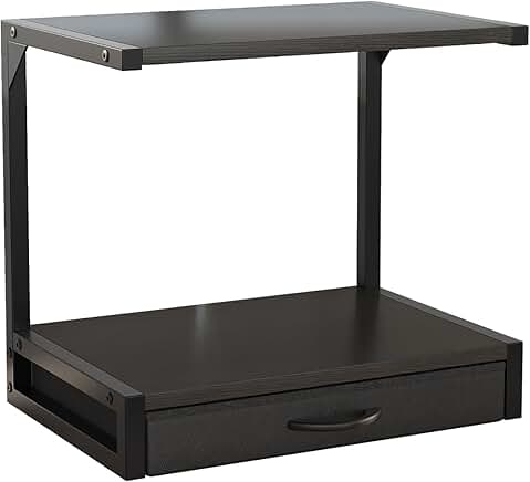 Two-Tier Desktop Printer Stand with Fabric Drawer