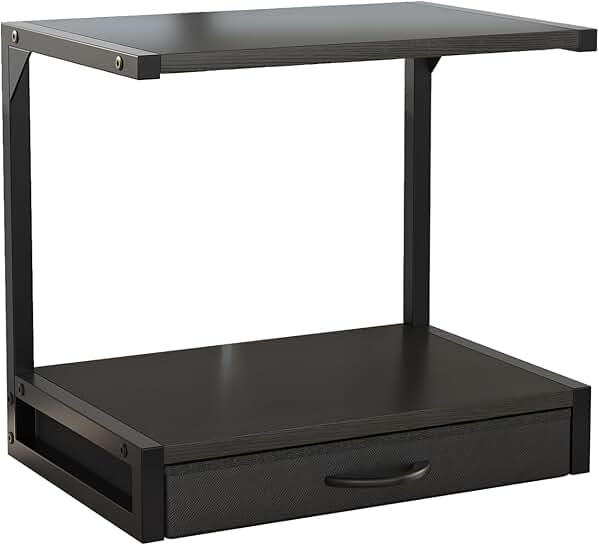 Two-Tier Desktop Printer Stand with Fabric Drawer