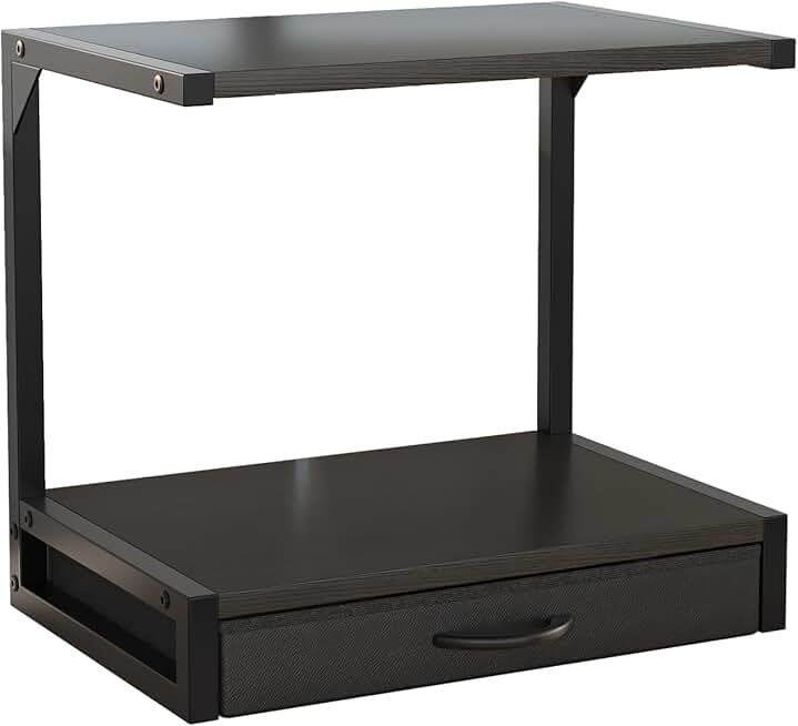 Two-Tier Desktop Printer Stand with Fabric Drawer