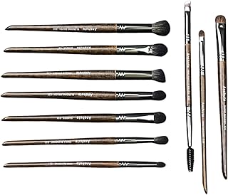 Set of 10 Natural Goat Hair Makeup Brushes with Case