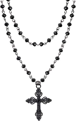 Gothic Layered Cross Choker Necklace for Women