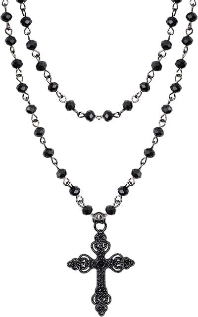 Gothic Layered Cross Choker Necklace for Women