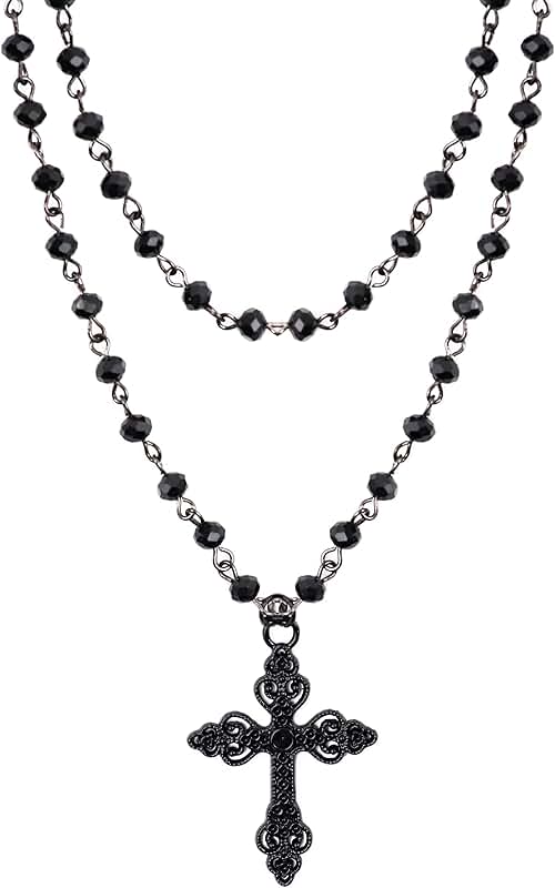 Gothic Layered Cross Choker Necklace for Women