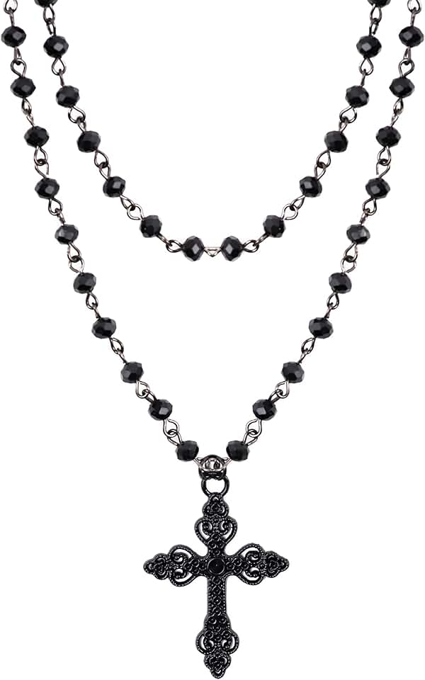 Gothic Layered Cross Choker Necklace for Women