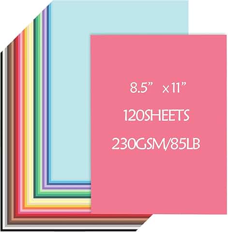 120 Sheets Colored Cardstock, 8.5" x 11"