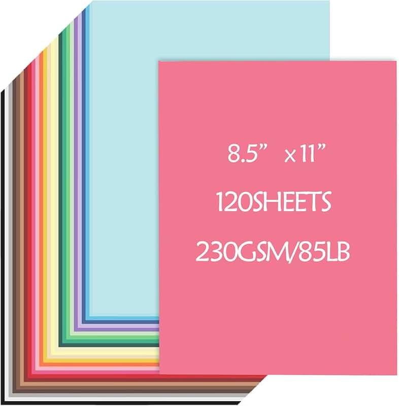 120 Sheets Colored Cardstock, 8.5" x 11"