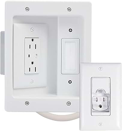 In-Wall TV Power Kit with Cable Management and Recessed Outlet