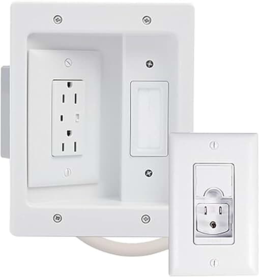 In-Wall TV Power Kit with Cable Management and Recessed Outlet