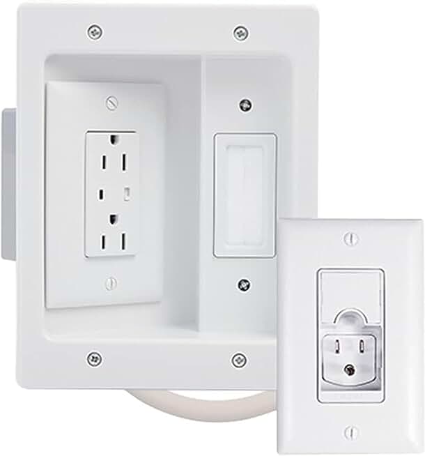 In-Wall TV Power Kit with Cable Management and Recessed Outlet