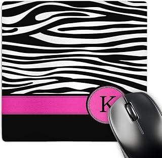 Letter K Monogram Zebra Animal Print Mouse Pad