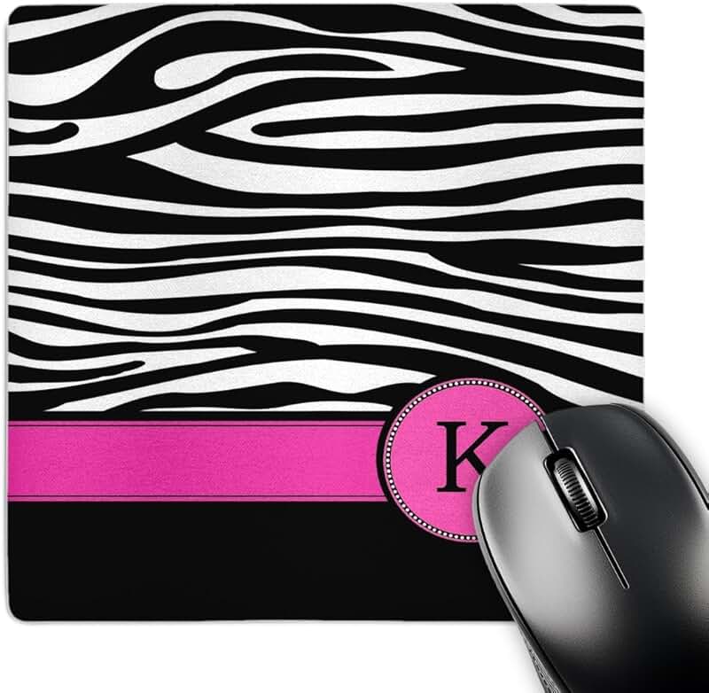 Letter K Monogram Zebra Animal Print Mouse Pad