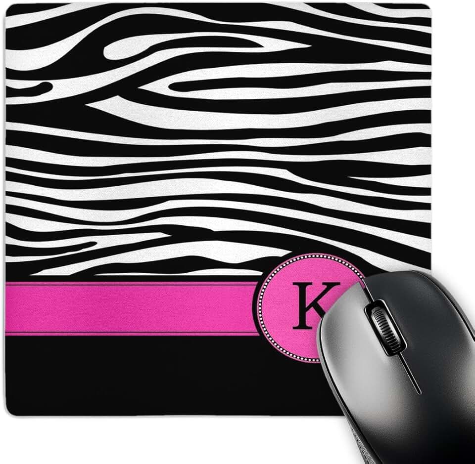 Letter K Monogram Zebra Animal Print Mouse Pad