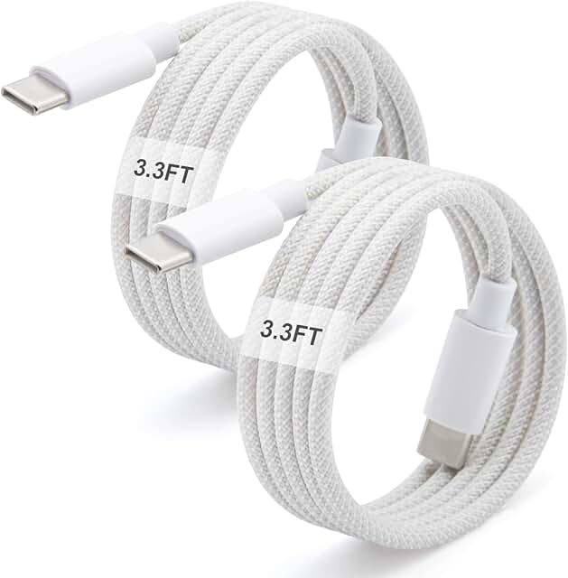 USB C to C Charger Cable, 3.3FT, 2-Pack, Grey