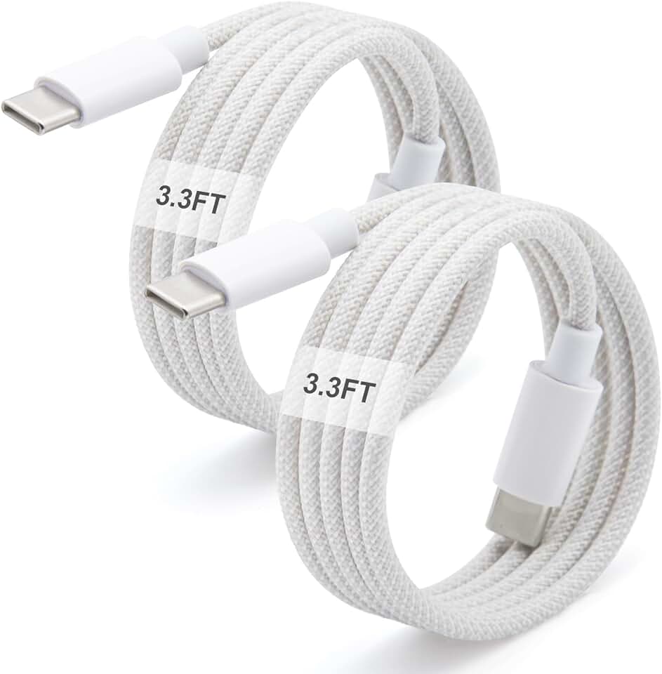 USB C to C Charger Cable, 3.3FT, 2-Pack, Grey