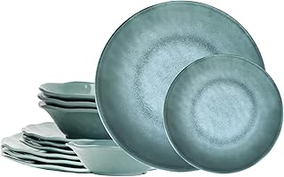 Durable 12-Piece Melamine Dinnerware Set for Indoor and Outdoor Use