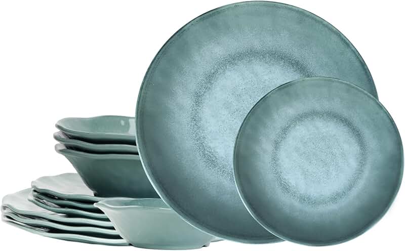 Durable 12-Piece Melamine Dinnerware Set for Indoor and Outdoor Use