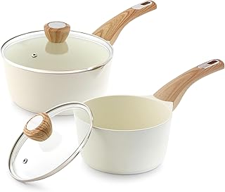 Ceramic Sauce Pan Set with Lid, Nonstick, Induction Safe