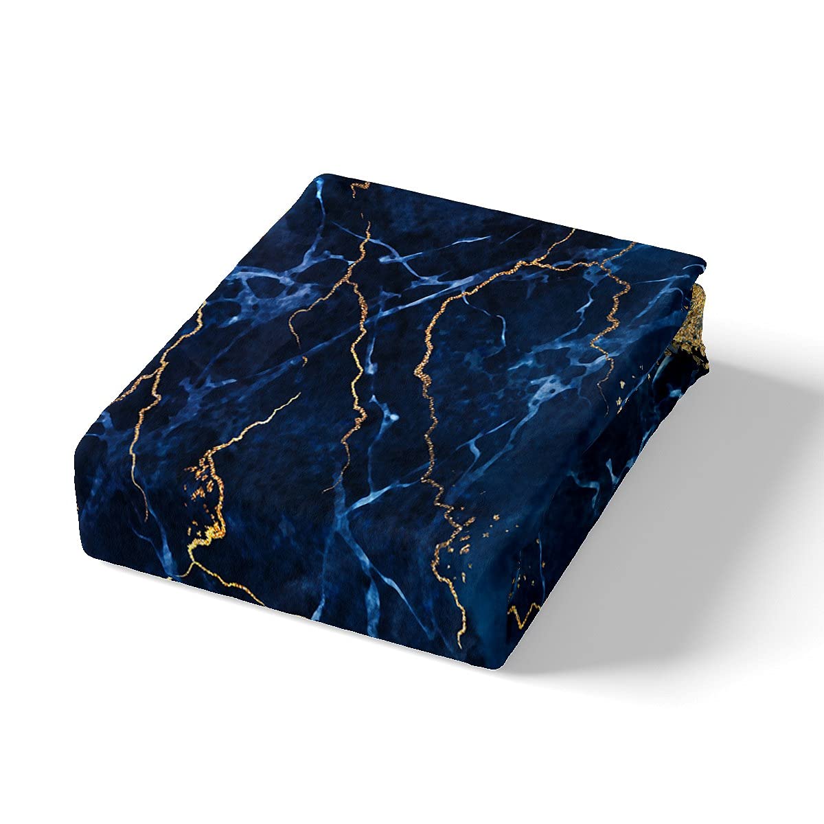Marble Duvet Cover Set Gold Giltter Bedding Set Navy Blue Stone Marble Comforter Cover For Kids Adults Tie Dye Fluid Magma Abstract Art Hipster Quilt Cover 3 Pieces Queen Size Soft Bedroom Decor