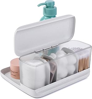 Countertop Organizer Tray with Adjustable Dividers and Lid