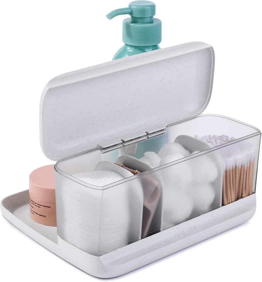 Countertop Organizer Tray with Adjustable Dividers and Lid