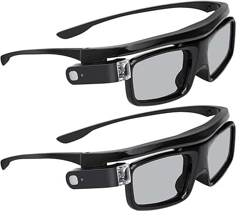 Rechargeable 3D Active Shutter Glasses, 2 Pack