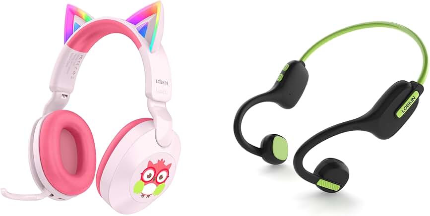 Kids Bluetooth Headphones with Cat Ears and LED Lights