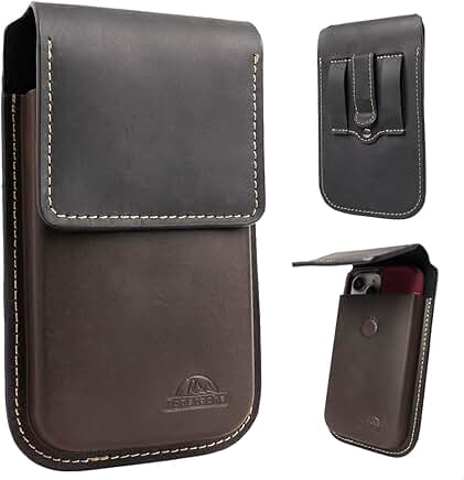 Leather Phone Holster with Belt Clip for Smartphones