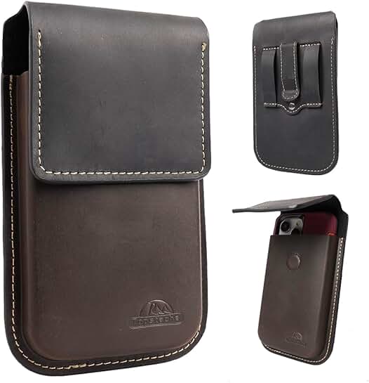 Leather Phone Holster with Belt Clip for Smartphones