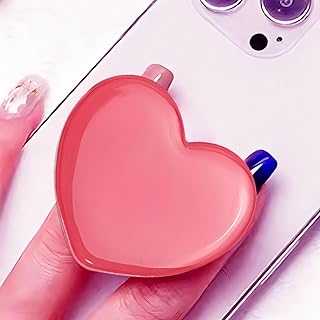 Red Heart-Shaped Rose Phone Grip with 3D Crystal Design