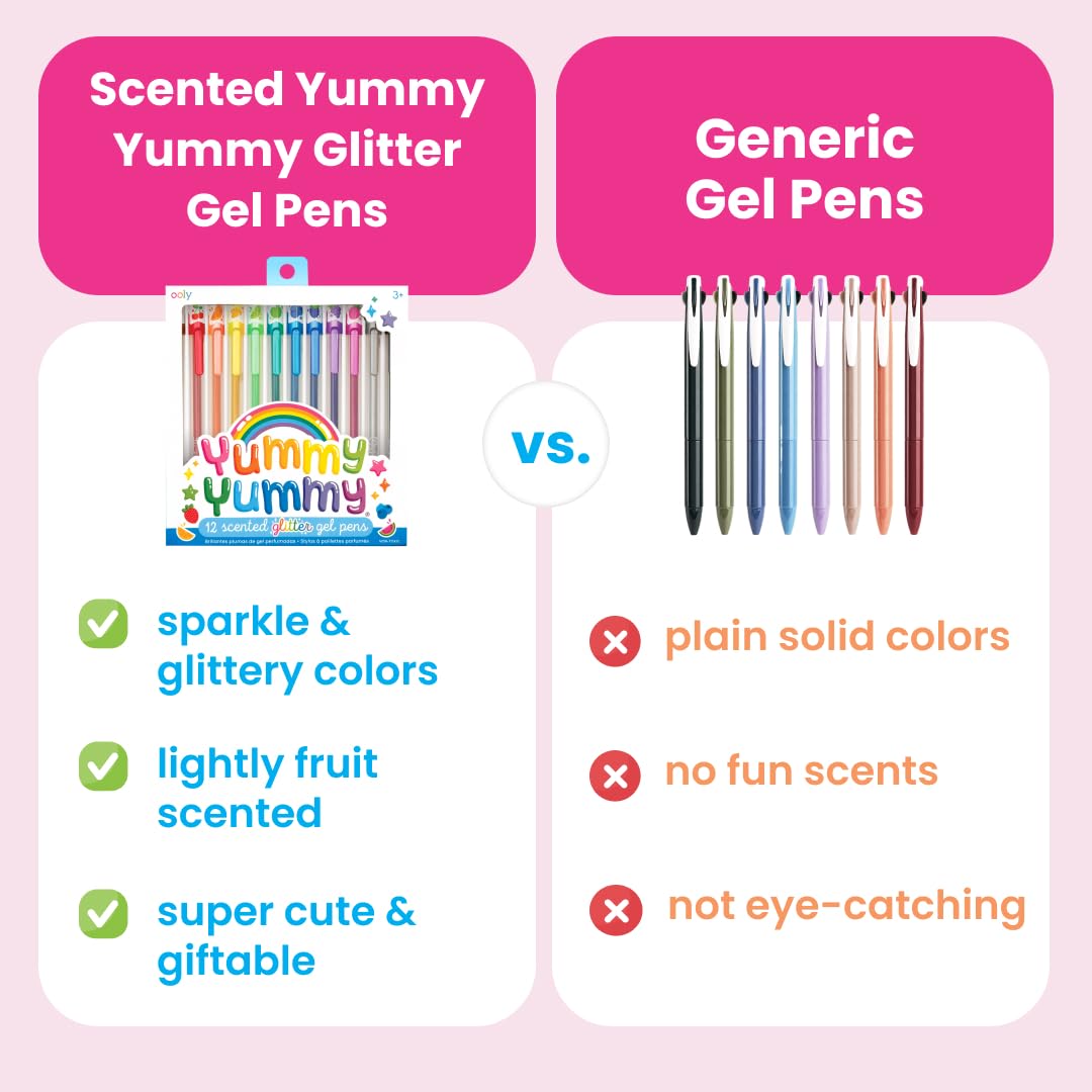 Set of 12 Scented Glitter Gel Pens for Kids and Adults