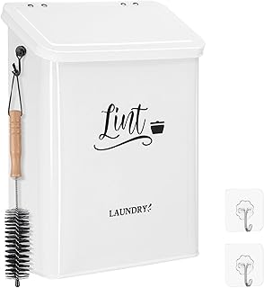 Magnetic Laundry Lint Bin with Brush and Hook