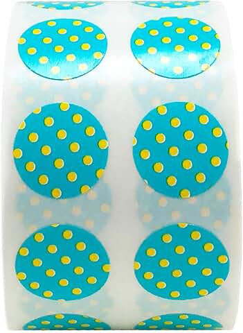Small teal labels with yellow polka dots, 1,000 stickers