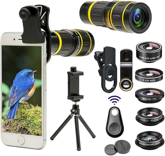 6-in-1 Phone Camera Lens with Tripod and Remote