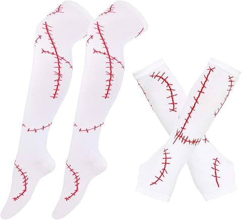 Halloween Stitched Arm Sleeves and Thigh Highs Costume Set