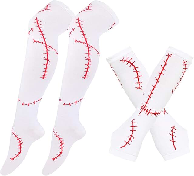 Halloween Stitched Arm Sleeves and Thigh Highs Costume Set