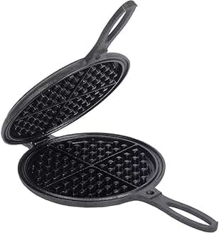 Cast Iron Waffle Maker for Stovetop or Grill