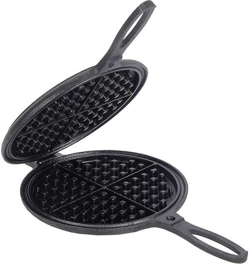 Cast Iron Waffle Maker for Stovetop or Grill