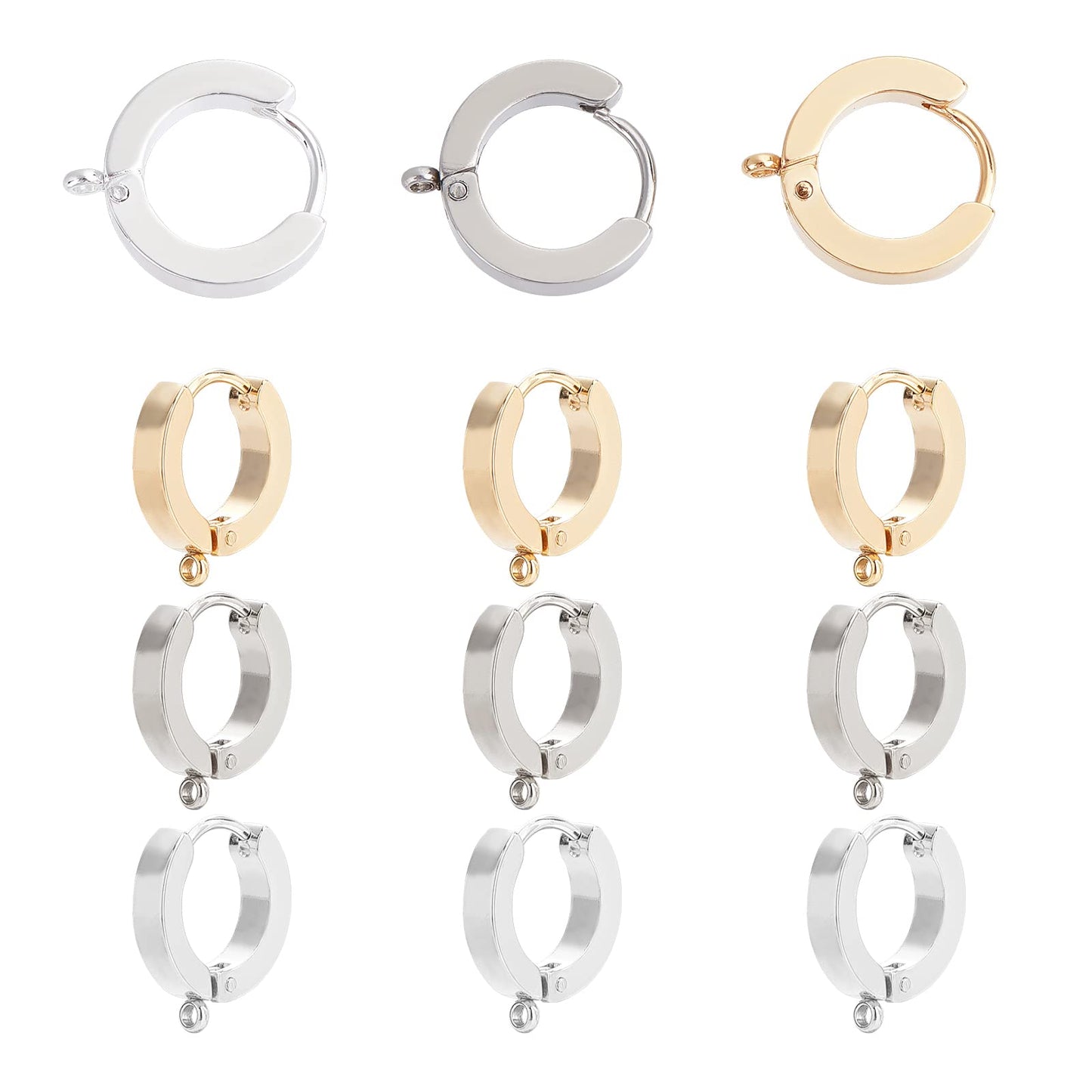 12pcs Stainless Steel Huggie Hoop Earrings for DIY Jewelry