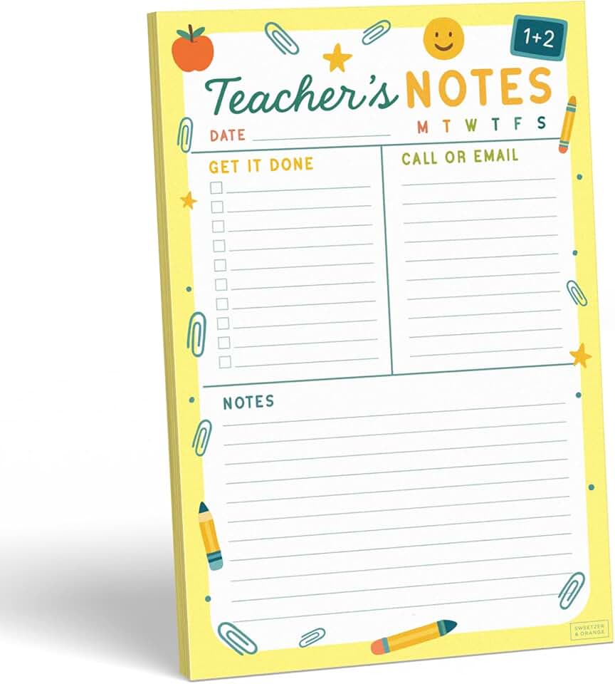 Weekly Teacher Planner with Notes and Contact Section