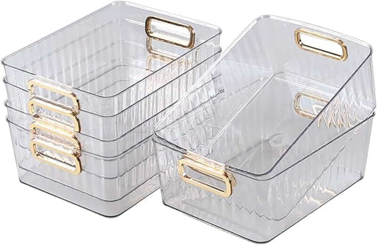 Black Fabric Cube Storage Bins with Window, 11" (6 pcs)