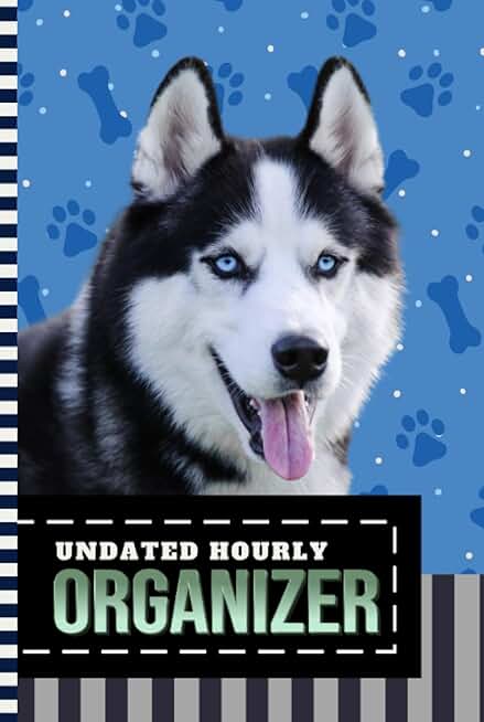 Hourly planner with dog art cover