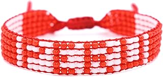 Adjustable Peru Flag Bracelet in Red and White