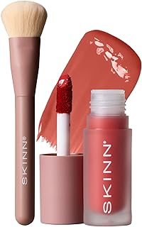 Liquid blush and brush set in coral