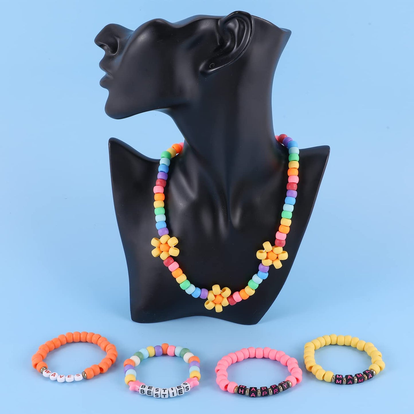 Colorful Pony Beads Kit for Kids Jewelry and Crafts